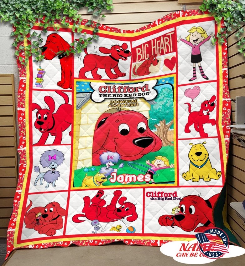 Personalized Clifford Dog Quilt Blanketclifford Dog Birthday Party Cartoon Quilt Blanket